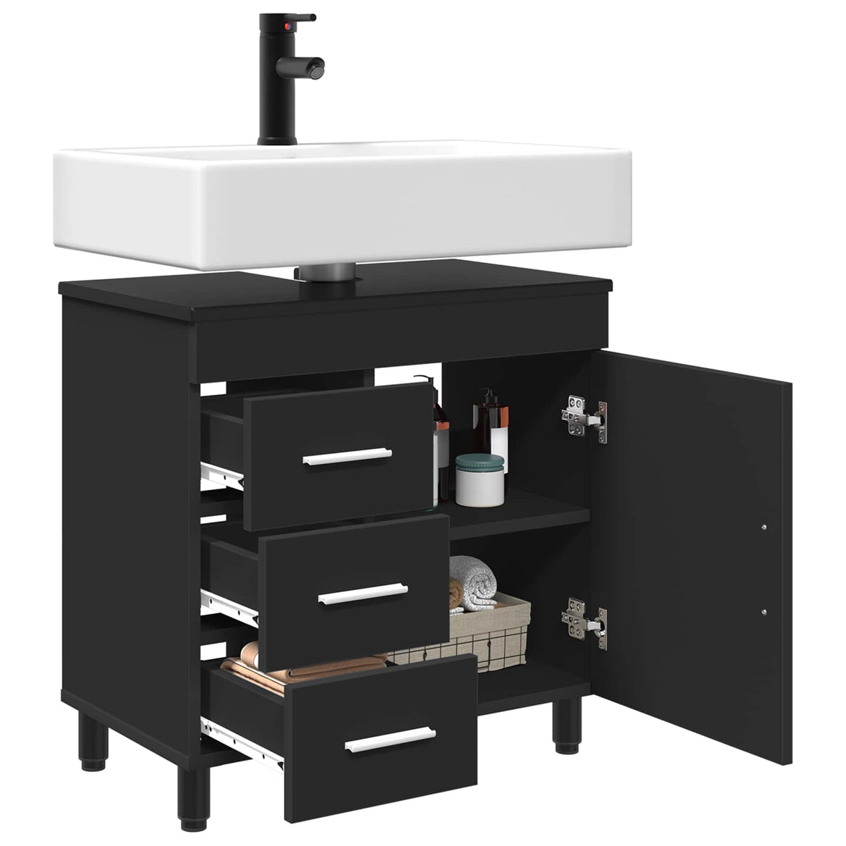 Vidaxl badkamer waskom zwart 60 x 35 x 60 cm bewerkt hout