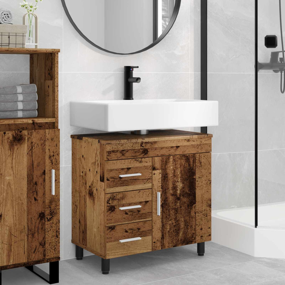 Vidaxl badkamer waskom oud hout 60 x 35 x 60 cm bewerkt hout