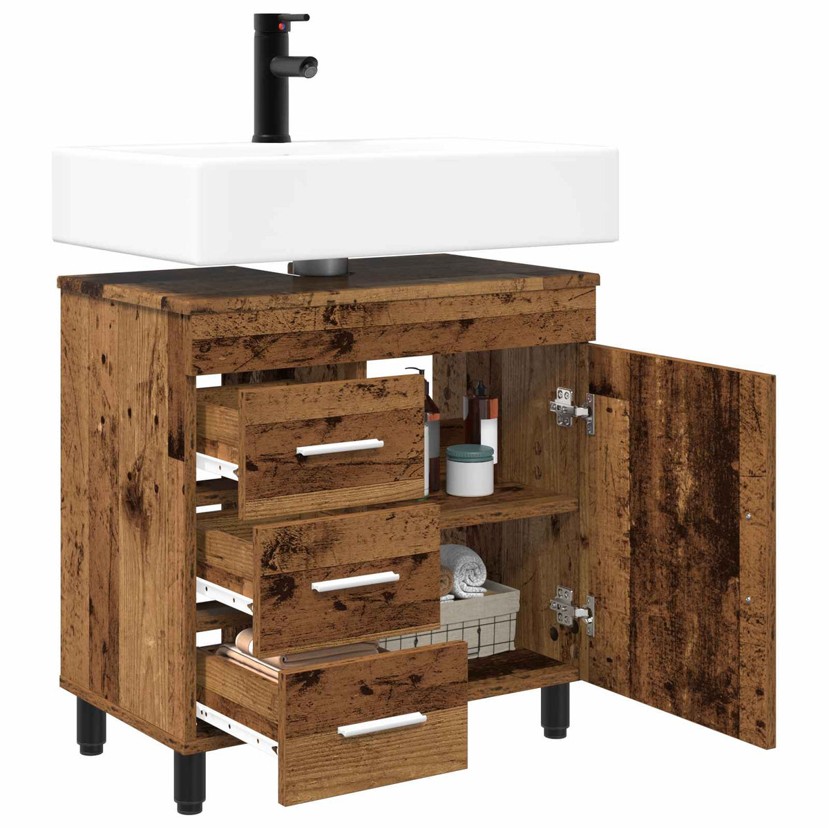 Vidaxl badkamer waskom oud hout 60 x 35 x 60 cm bewerkt hout
