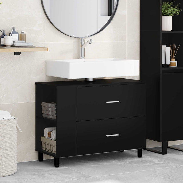 Vidaxl badkamer waskom zwart 80 x 35 x 60 cm bewerkt hout