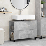 Vidaxl badkamer waskom betongrijs 80 x 35 x 60 cm bewerkt hout