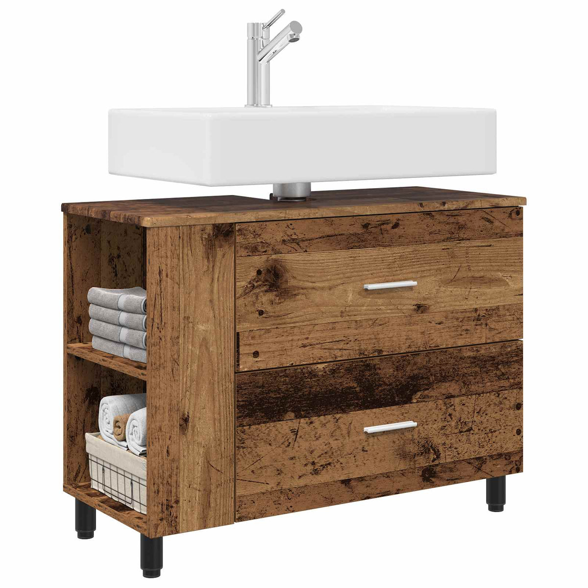 Vidaxl badkamer waskom oud hout 80 x 35 x 60 cm bewerkt hout