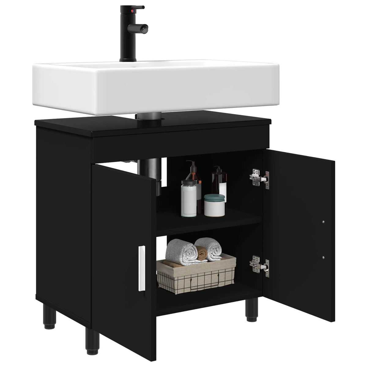 Vidaxl badkamer waskom zwart 60 x 35 x 60 cm bewerkt hout
