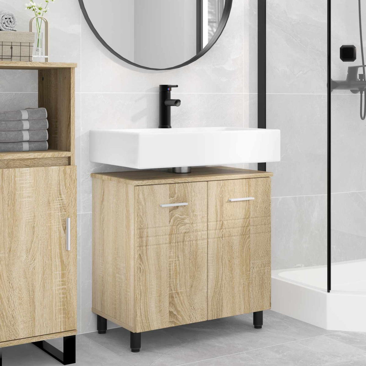 Vidaxl badkamer waskom sonoma eiken 60 x 35 x 60 cm bewerkt hout