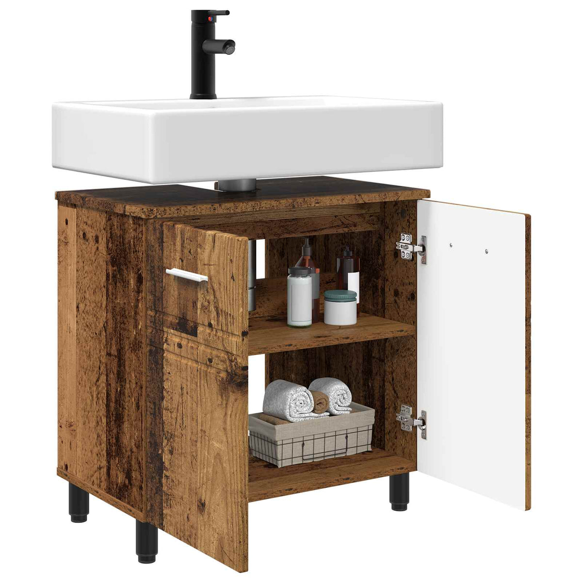 Vidaxl badkamer waskom oud hout 60 x 35 x 60 cm bewerkt hout