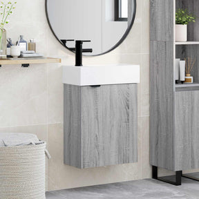 Vidaxl badkamermeubel met kraan grijs sonoma 45,5 x 22,5 x 84 cm
