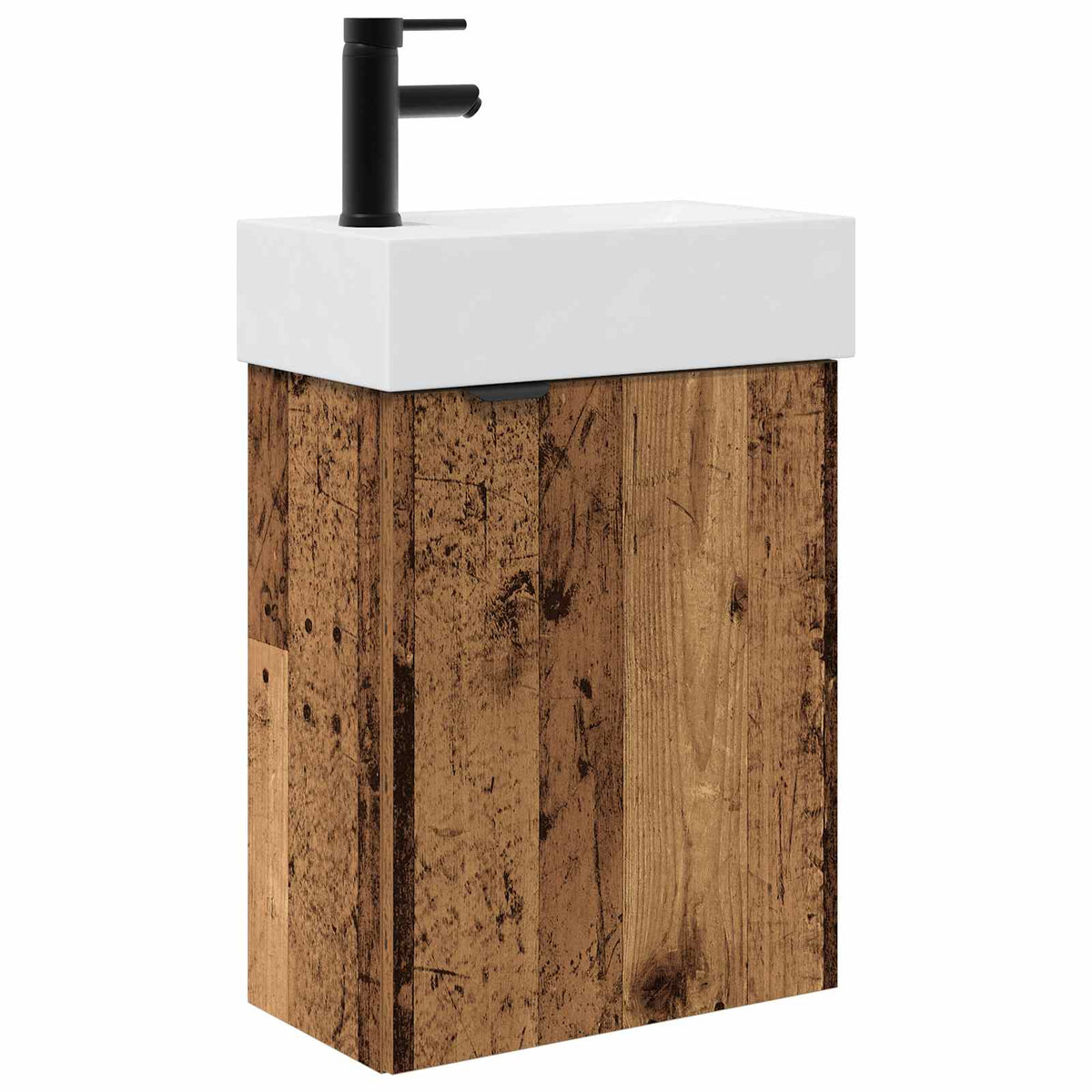 Vidaxl badkamermeubel met kraan oud hout 45,5 x 22,5 x 84 cm