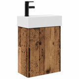 Vidaxl badkamermeubel met kraan oud hout 45,5 x 22,5 x 84 cm