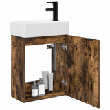 Vidaxl badkamermeubel met kraan gerookt eiken 45,5 x 22,5 x 84 cm
