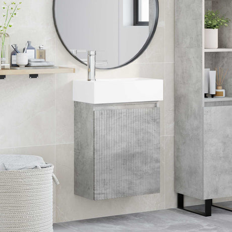 Vidaxl badkamermeubel met kraan betongrijs 45,5 x 22,5 x 84 cm