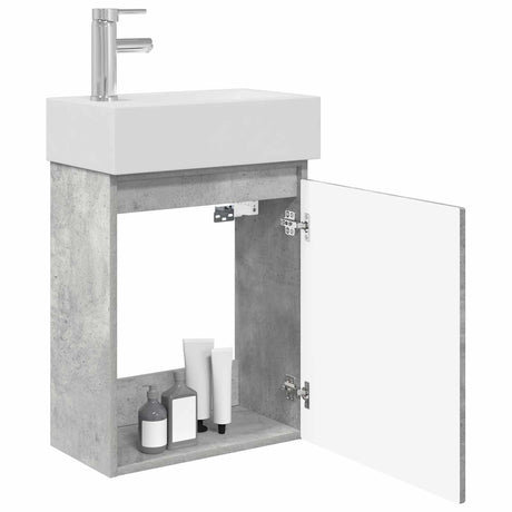 Vidaxl badkamermeubel met kraan betongrijs 45,5 x 22,5 x 84 cm