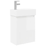 Vidaxl badkamermeubel met kraan hoogglans wit 45,5 x 22,5 x 84 cm