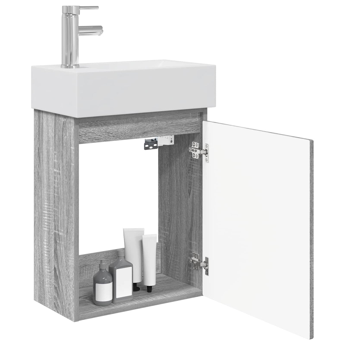 Vidaxl badkamermeubel met kraan grijs sonoma 45,5 x 22,5 x 84 cm