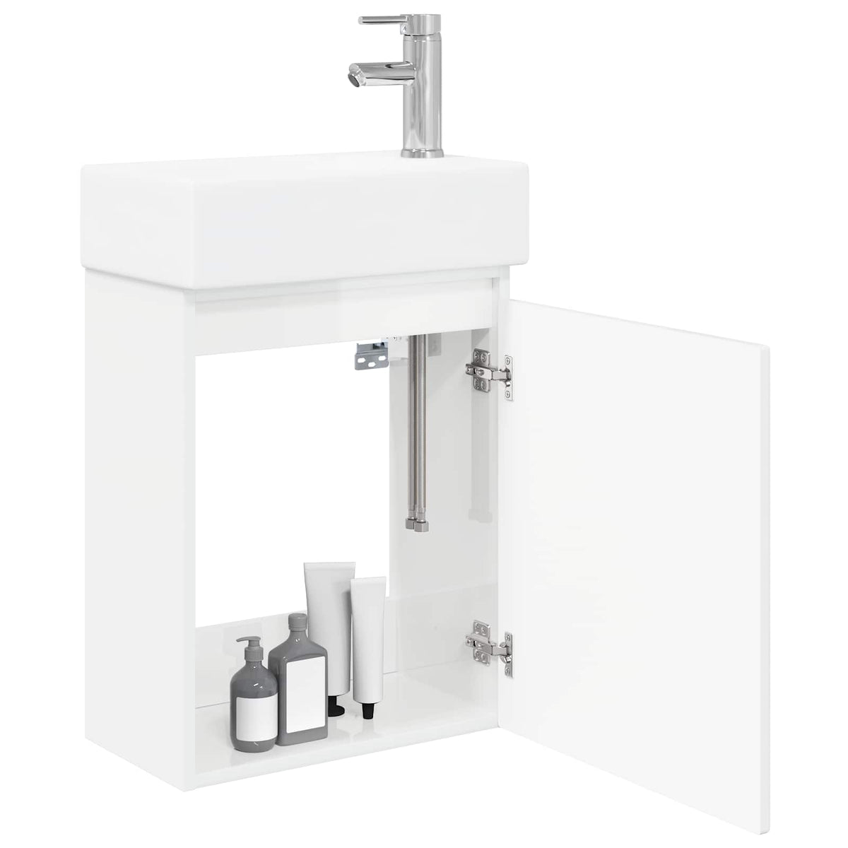 Vidaxl badkamermeubel met kraan hoogglans wit 45,5 x 22,5 x 84 cm