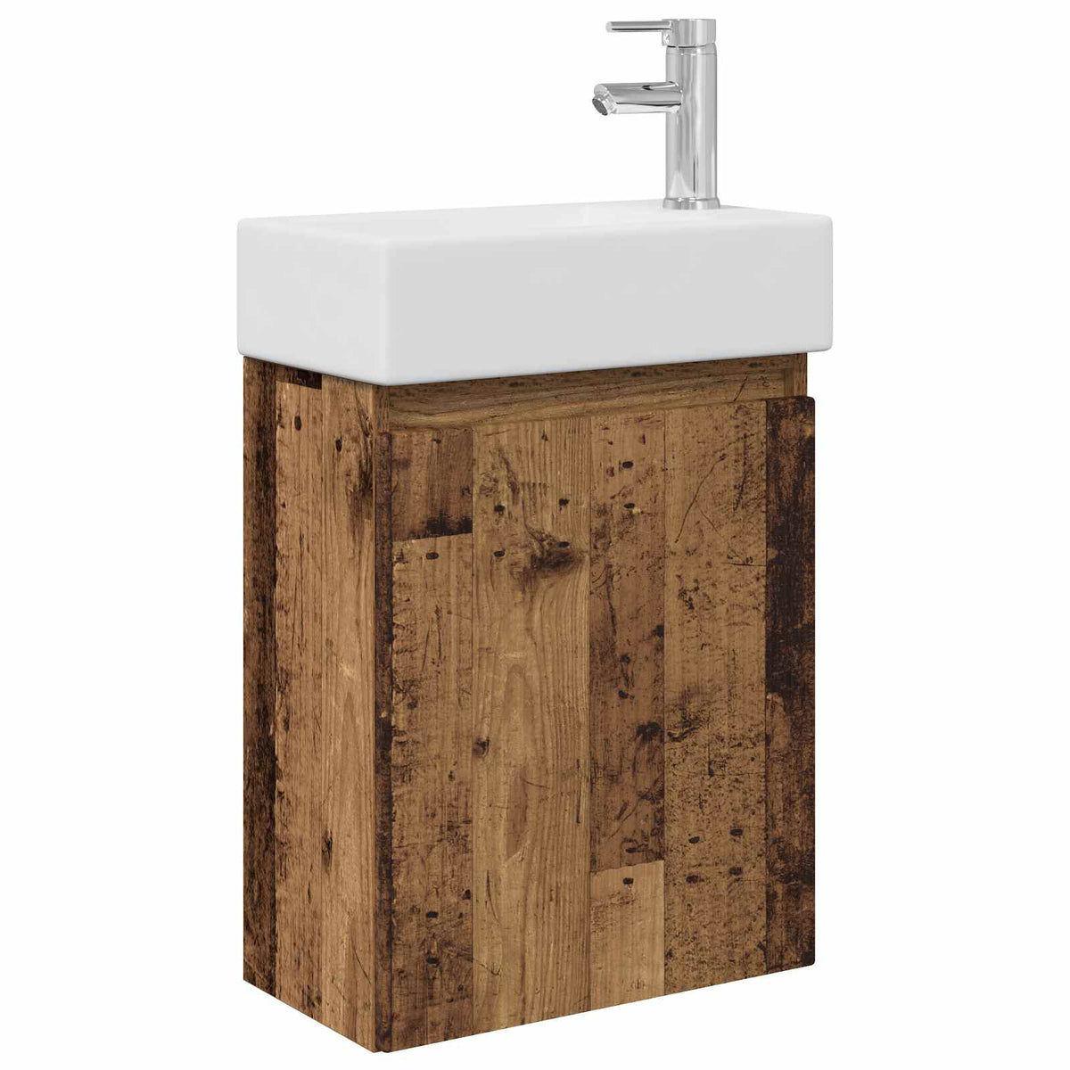 Vidaxl badkamermeubel met kraan oud hout 45,5 x 22,5 x 84 cm