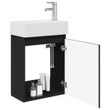 Vidaxl badkamermeubel met kraan zwart 45,5 x 22,5 x 84 cm