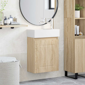Vidaxl badkamermeubel met kraan sonoma eiken 45,5 x 22,5 x 84 cm