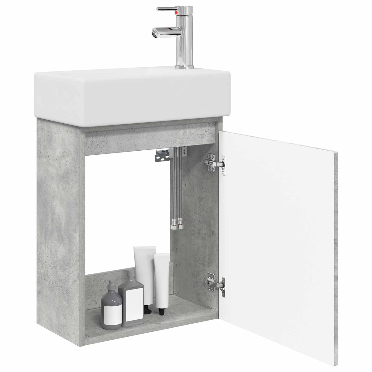 Vidaxl badkamermeubel met kraan betongrijs 45,5 x 22,5 x 84 cm