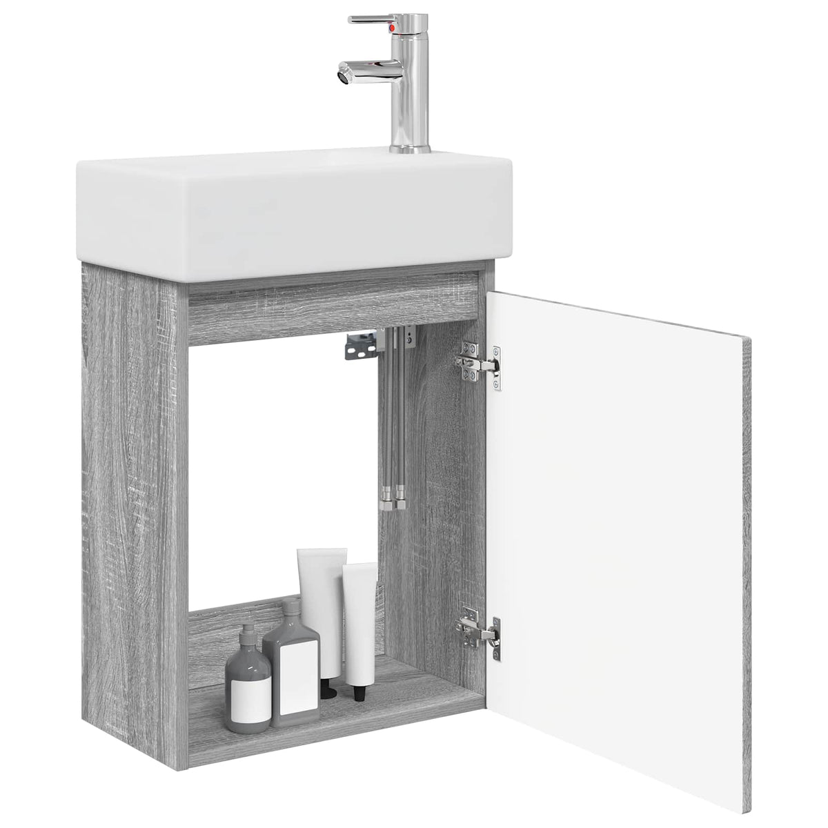 Vidaxl badkamermeubel met kraan grijs sonoma 45,5 x 22,5 x 84 cm