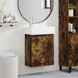 Vidaxl badkamermeubel met kraan gerookt eiken 45,5 x 25,5 x 84 cm