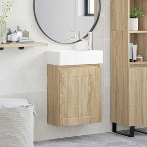 Vidaxl badkamermeubel met kraan sonoma eiken 45,5 x 25,5 x 84 cm