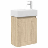 Vidaxl badkamermeubel met kraan sonoma eiken 45,5 x 25,5 x 84 cm
