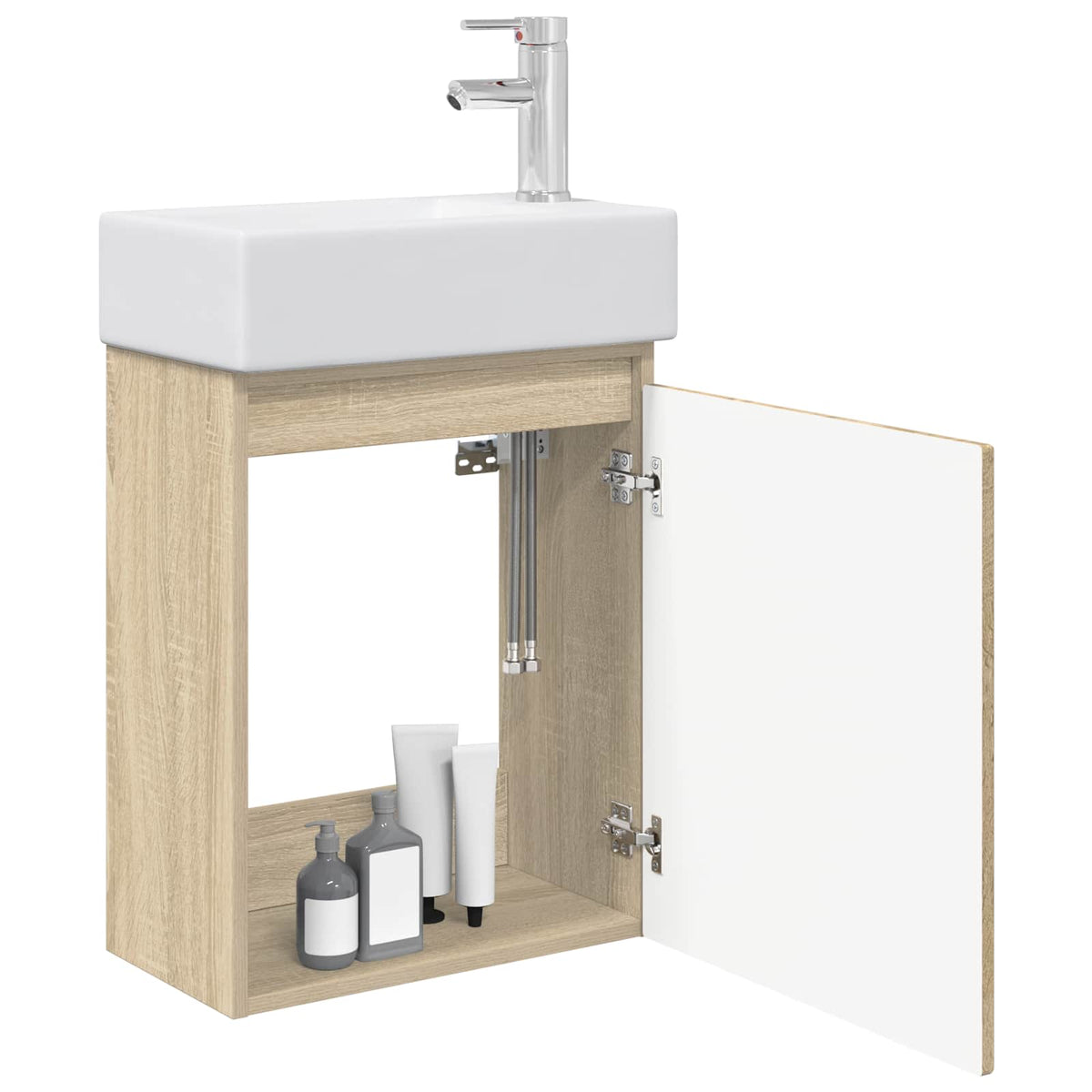 Vidaxl badkamermeubel met kraan sonoma eiken 45,5 x 25,5 x 84 cm
