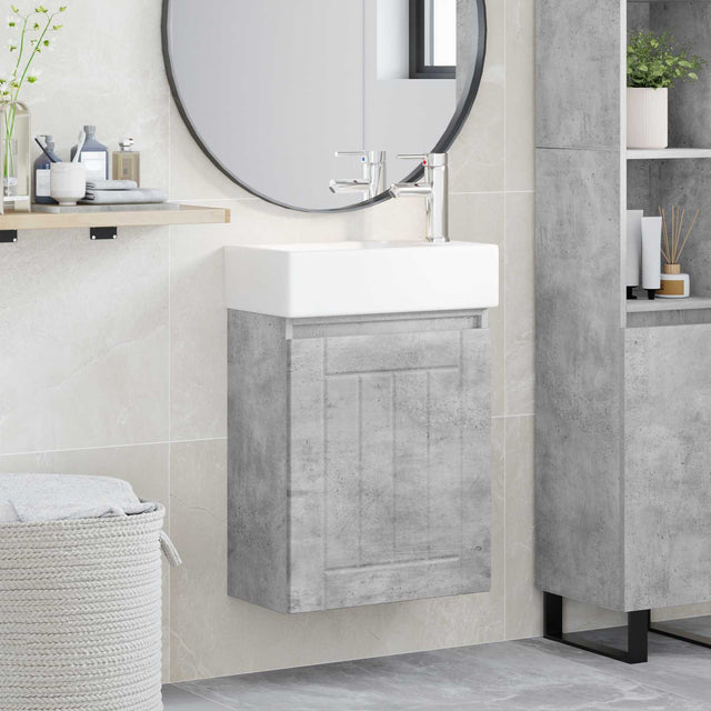 Vidaxl badkamermeubel met kraan betongrijs 45,5 x 25,5 x 84 cm