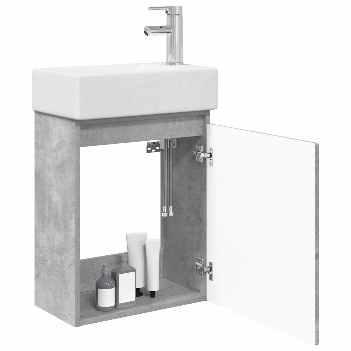 Vidaxl badkamermeubel met kraan betongrijs 45,5 x 25,5 x 84 cm