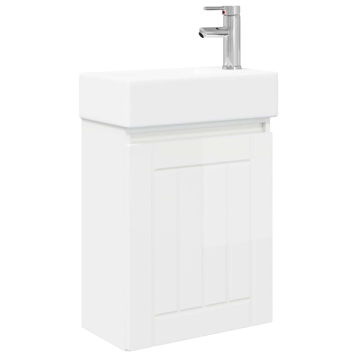 Vidaxl badkamermeubel met kraan hoogglans wit 45,5 x 25,5 x 84 cm