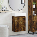 Vidaxl badkamermeubel met kraan gerookt eiken 45,5 x 25,5 x 84 cm