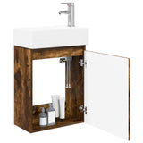 Vidaxl badkamermeubel met kraan gerookt eiken 45,5 x 25,5 x 84 cm