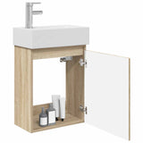 Vidaxl badkamermeubel met kraan sonoma eiken 45,5 x 22,5 x 84 cm