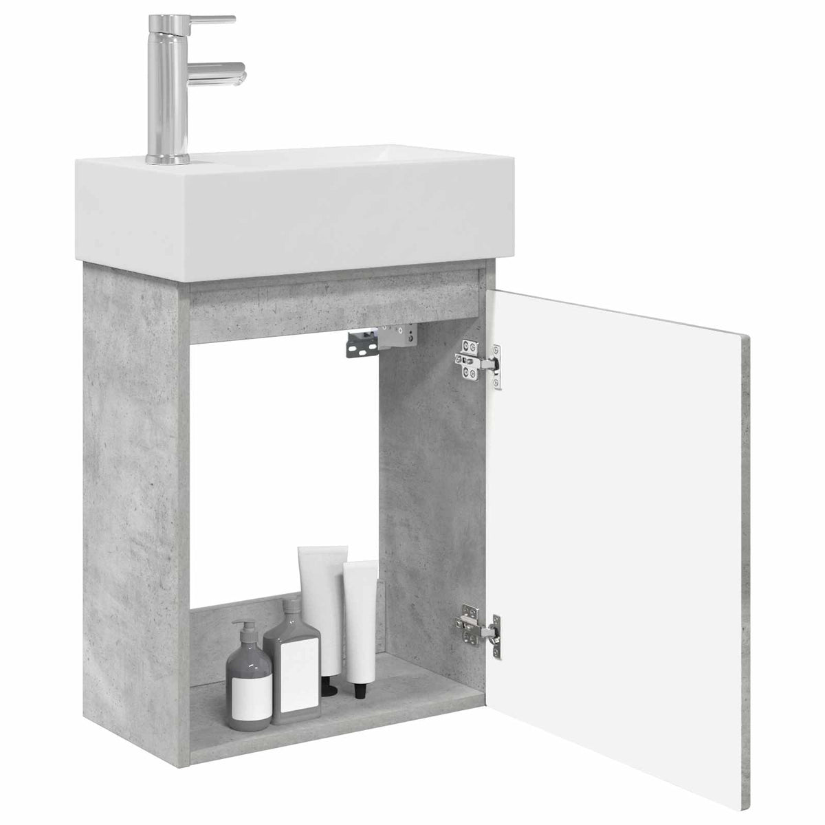 Vidaxl badkamermeubel met kraan betongrijs 45,5 x 22,5 x 84 cm