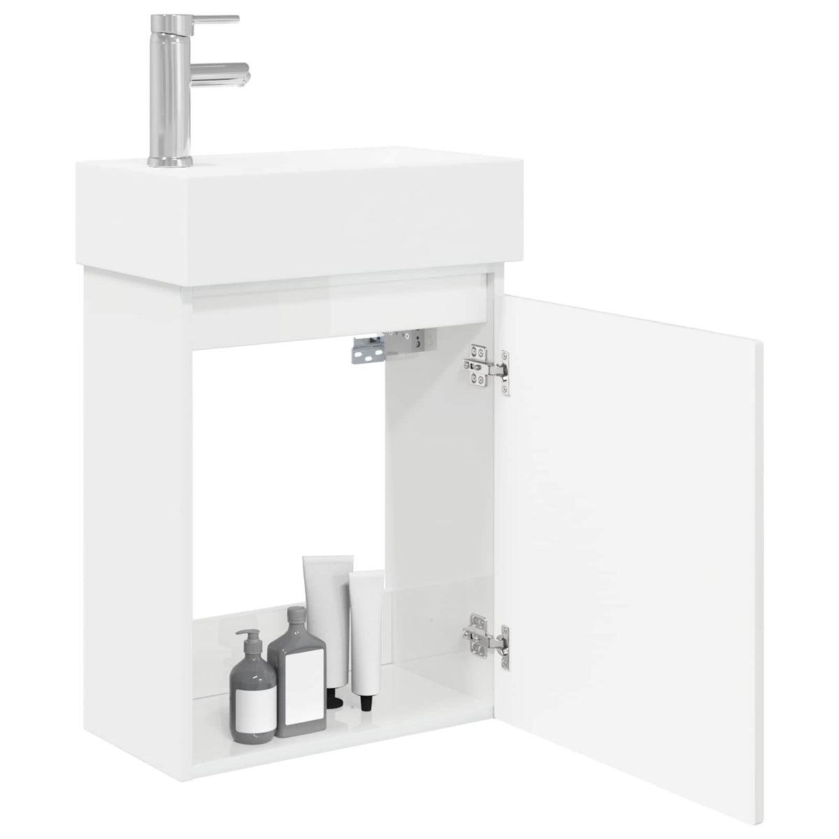 Vidaxl badkamermeubel met kraan hoogglans wit 45,5 x 22,5 x 84 cm