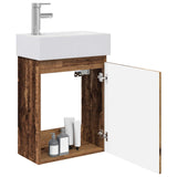Vidaxl badkamermeubel met kraan oud hout 45,5 x 22,5 x 84 cm