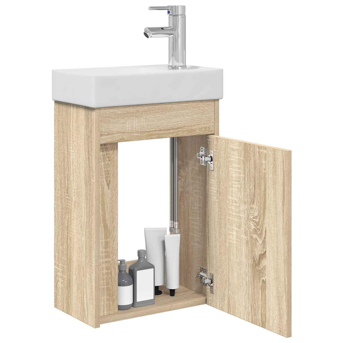 Vidaxl badkamermeubel met kraan sonoma eiken 40,5 x 22,5 x 62 cm