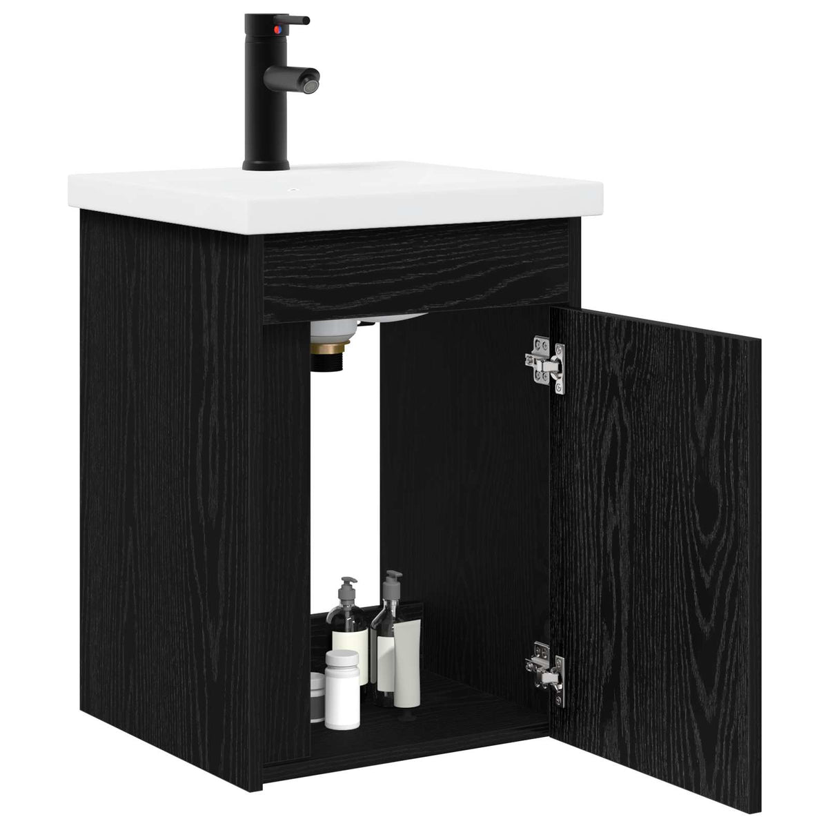 Vidaxl badkamermeubel met kraan zwart eiken 42 x 40 x 74,5 cm