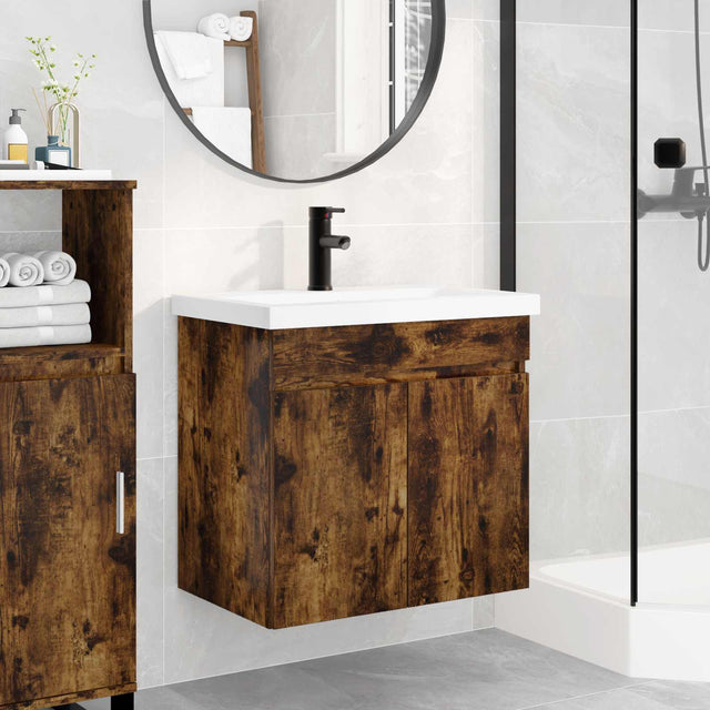 Vidaxl badkamermeubel met kraan gerookt eiken 61 x 40 x 74,5 cm
