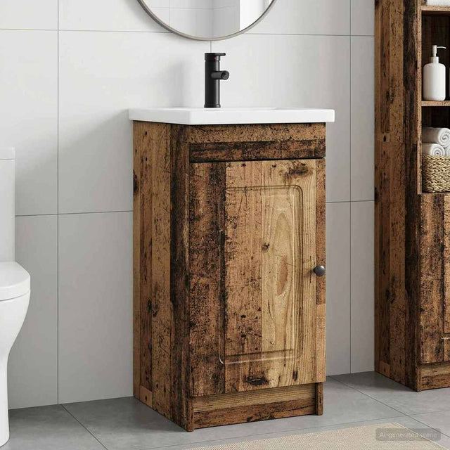Vidaxl badkamermeubel met wasbak oud hout 42 x 40 x 84,5 cm