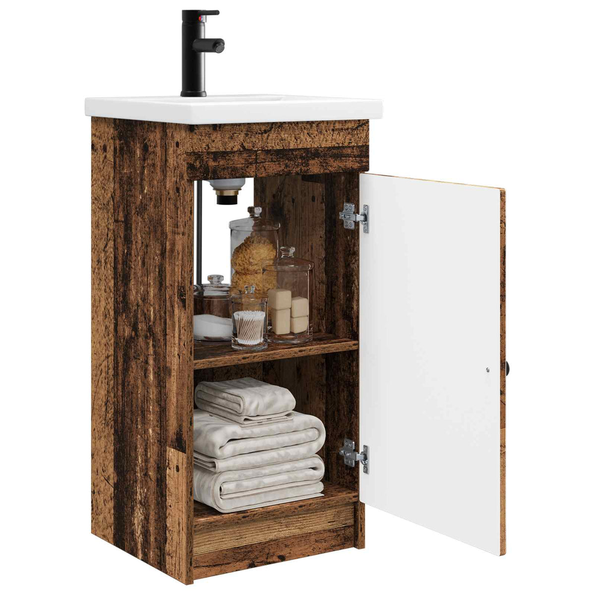 Vidaxl badkamermeubel met wasbak oud hout 42 x 40 x 84,5 cm