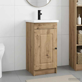 Vidaxl badkamermeubel met wasbak artisanaal eiken 42 x 40 x 84,5 cm
