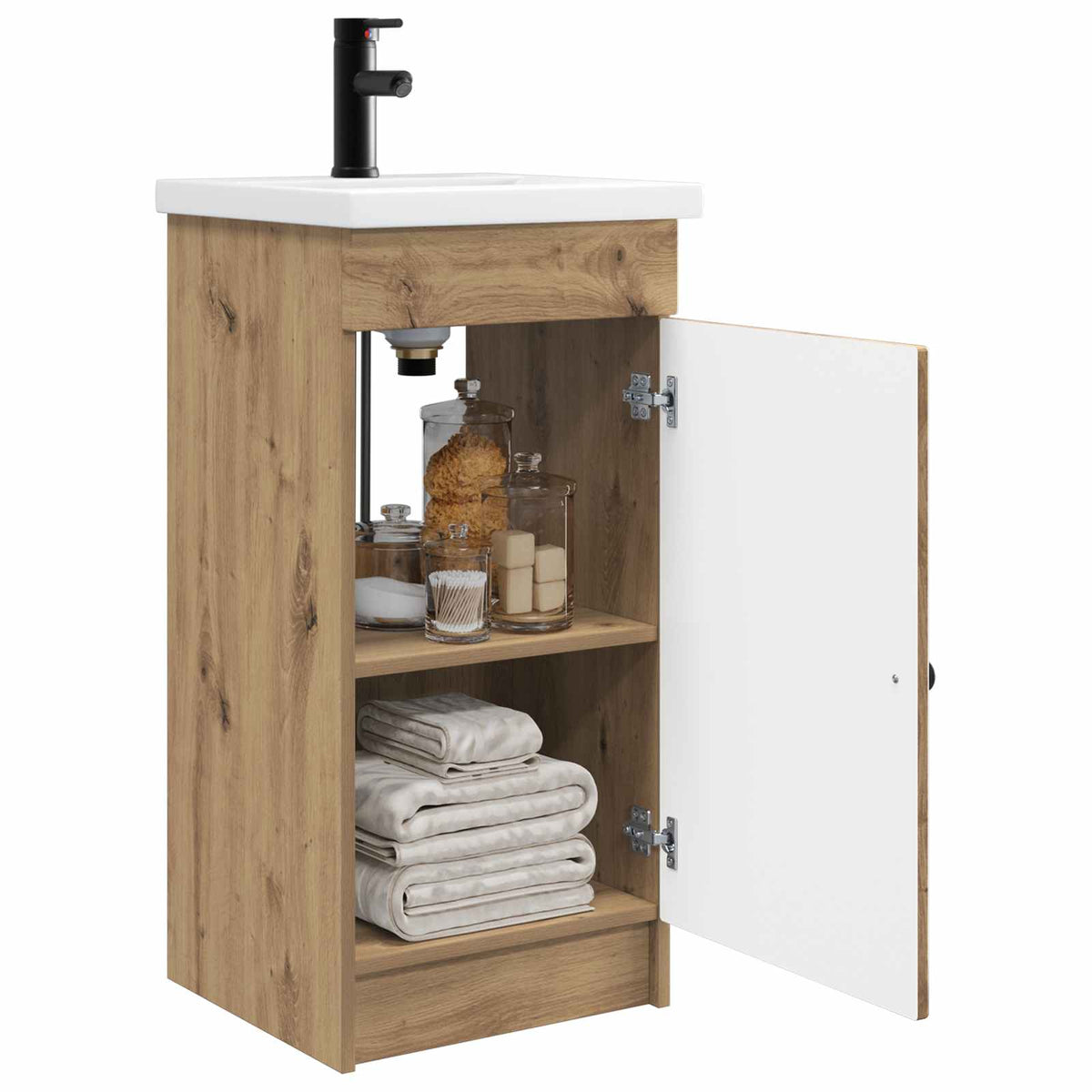 Vidaxl badkamermeubel met wasbak artisanaal eiken 42 x 40 x 84,5 cm