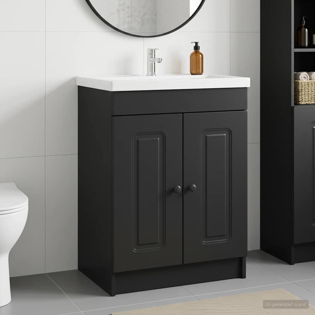 Vidaxl badkamer onder wastafel kast zwart 56 x 37,5 x 81 cm
