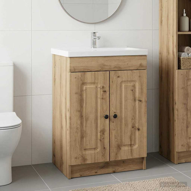 Vidaxl badkamer onder wastafel kast artisanaal eiken 56 x 37,5 x 81 cm