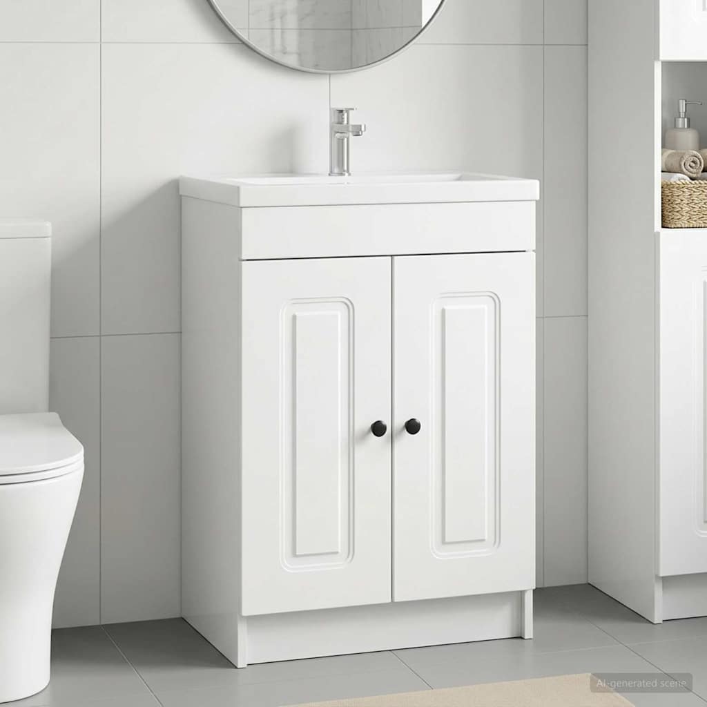 Vidaxl badkamer onder wastafel kast hoogglans wit 78,5 x 37,5 x 81 cm