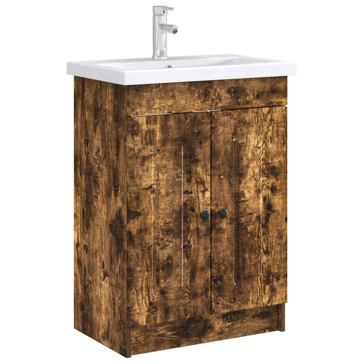 Vidaxl badkamer onder wastafel kast gerookt eiken 78,5 x 37,5 x 81 cm