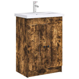 Vidaxl badkamer onder wastafel kast gerookt eiken 78,5 x 37,5 x 81 cm