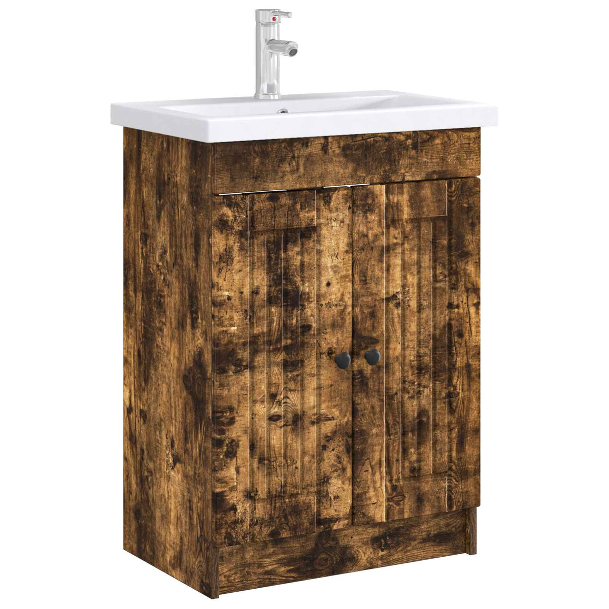 Vidaxl badkamer onder wastafel kast gerookt eiken 78,5 x 37,5 x 81 cm