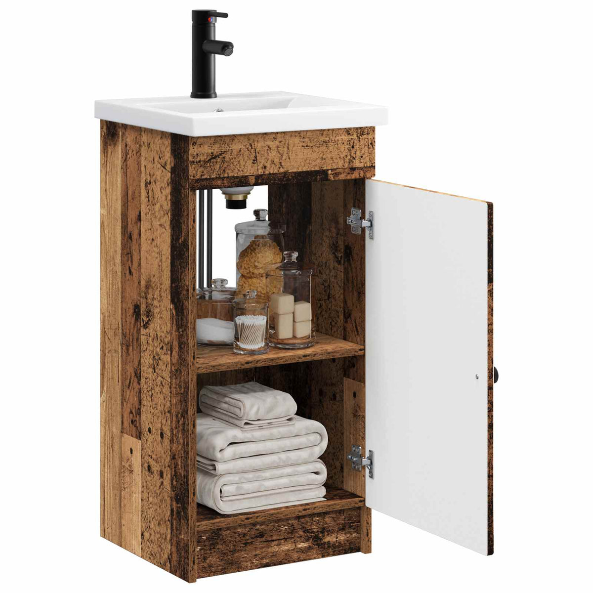 Vidaxl badkamermeubel met wasbak oud hout 42 x 40 x 84,5 cm
